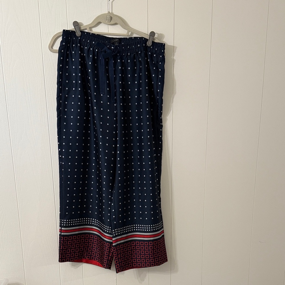 J. Crew Navy Pants with White Geometric Pattern